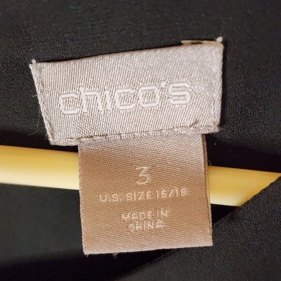 Chico’s Black Sleeveless Tank Top Blouse Size 3 (16/18 XL) Back Zip Overlay - Picture 7 of 10